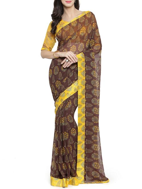 floral printed saree with blouse - 15805953 - Very Small Image - 1