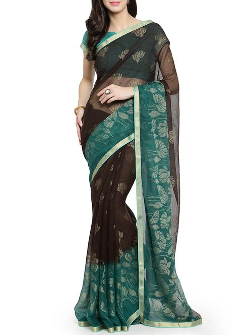 floral printed saree with blouse - 15805960 - Very Small Image - 1