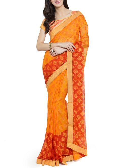floral printed saree with blouse - 15805964 - Very Small Image - 1
