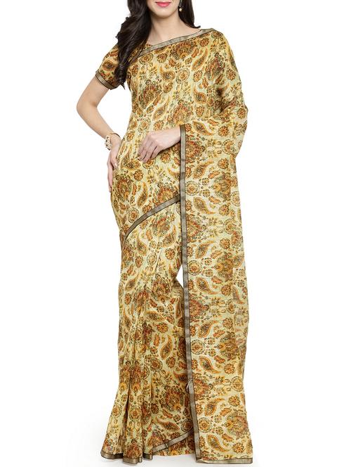 ethnic motif printed saree with blouse - 15805967 - Very Small Image - 1