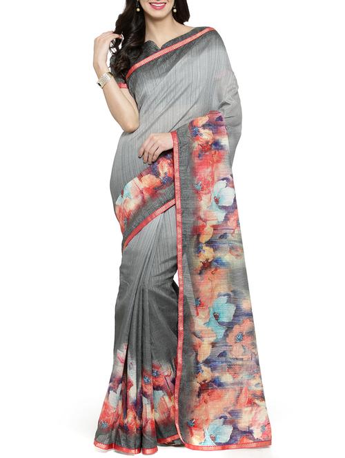 floral printed saree - 15805974 - Very Small Image - 1