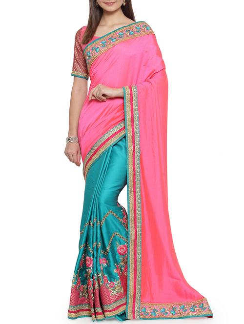 half and half embroidered saree - 15805980 - Very Small Image - 1