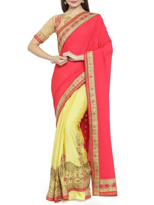 half and half embroidered saree - 15805981 - Very Small Image - 1