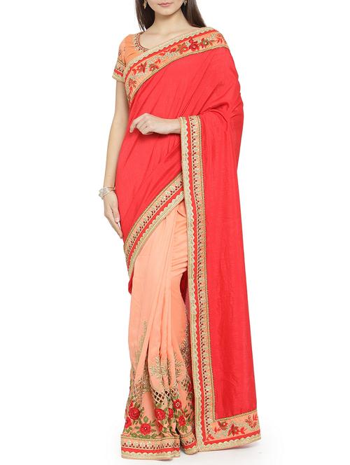 half and half embroidered saree - 15805984 - Very Small Image - 1