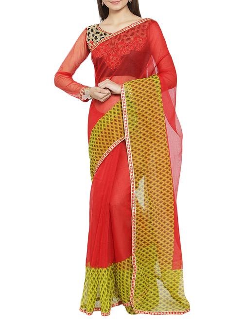 contrast border printed saree - 15805985 - Very Small Image - 1