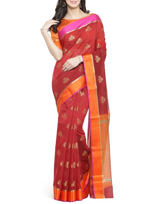 ethnic motif self design saree with blouse - 15806007 - Very Small Image - 1