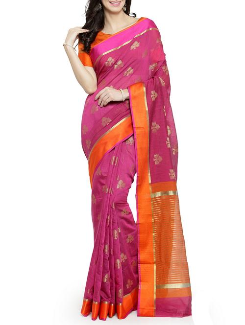 ethnic motif self design saree with blouse - 15806009 - Very Small Image - 1