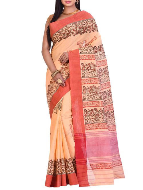 traditional printed tant saree - 15806239 - Very Small Image - 1