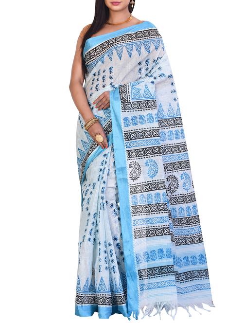 traditional printed tant saree - 15806241 - Very Small Image - 1