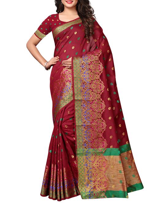 zari woven chanderi saree with blouse - 15806442 - Very Small Image - 1
