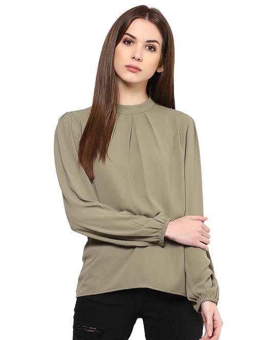 mock neck pleated top - 15807324 - Very Small Image - 1
