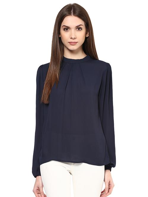 mock neck pleated top - 15807325 - Very Small Image - 1