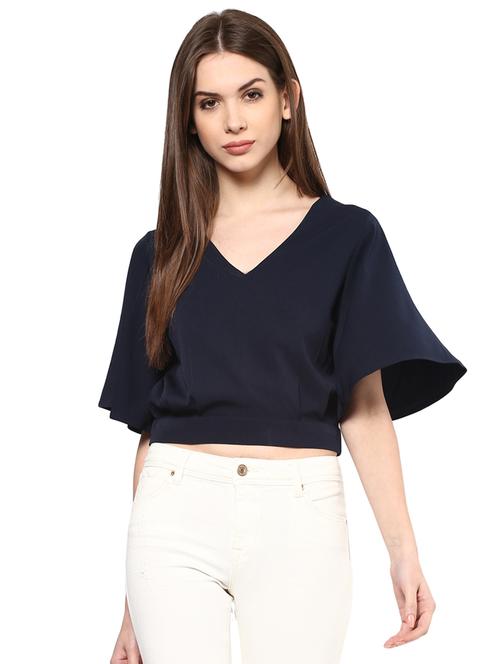 kimono sleeved pleated crop top - 15807335 - Very Small Image - 1