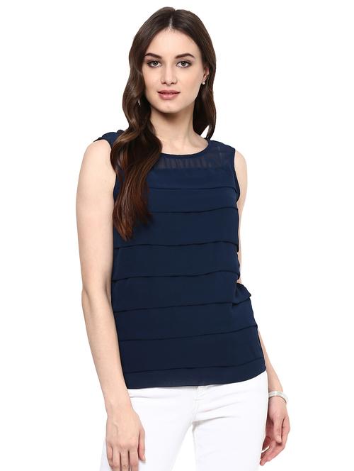 sheer back layered top - 15807355 - Very Small Image - 1