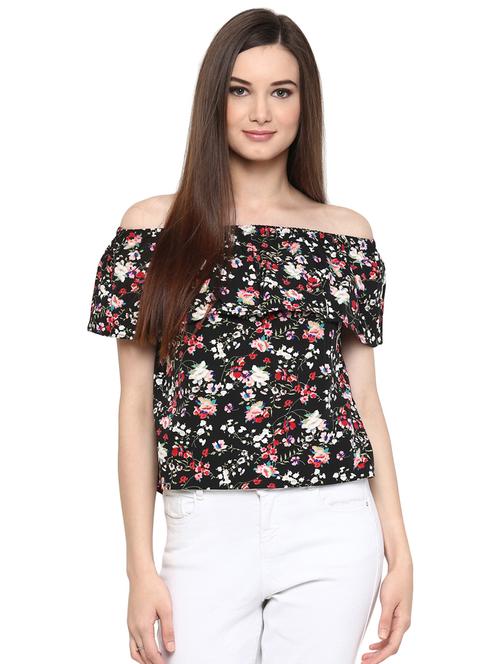 off shoulder layered floral top - 15807368 - Very Small Image - 1