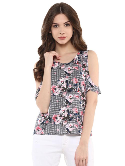 cold shoulder floral top - 15807400 - Very Small Image - 1