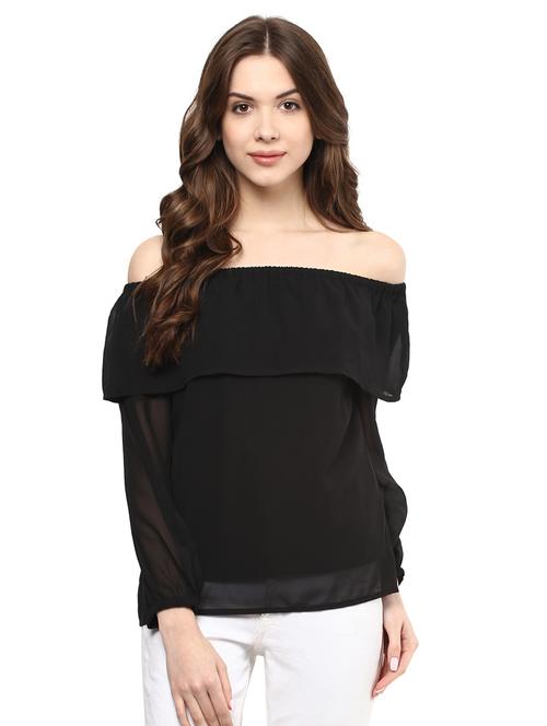 off shoulder layered top - 15807404 - Very Small Image - 1