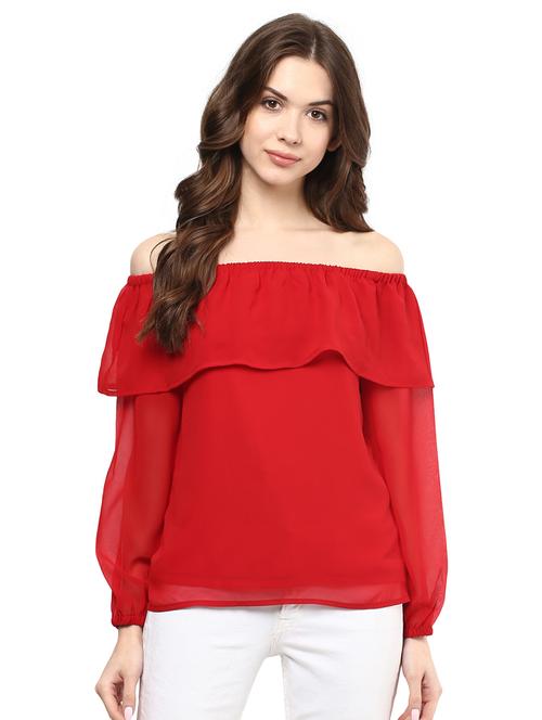 off shoulder layered top - 15807408 - Very Small Image - 1