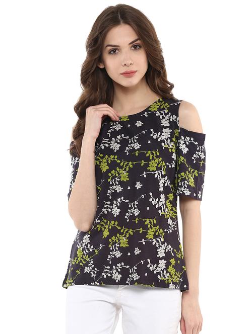 cold shoulder floral top - 15807410 - Very Small Image - 1