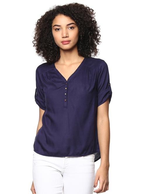 roll-up sleeved button detail top - 15807427 - Very Small Image - 1