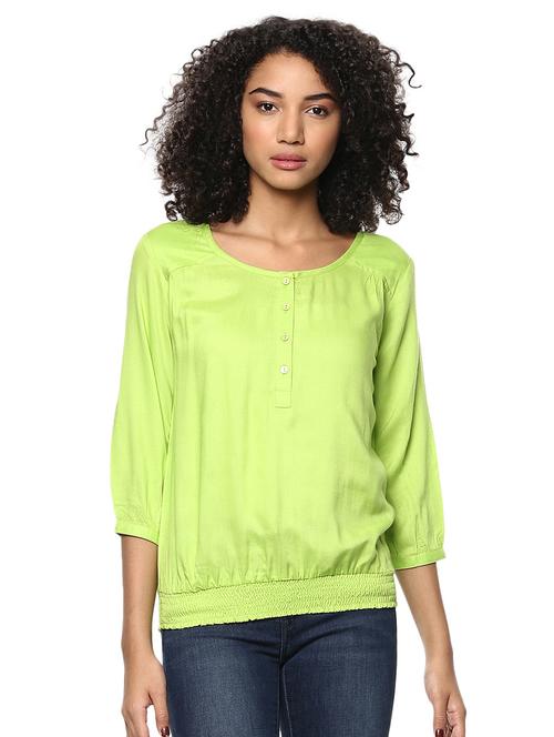button detail smocked hem top - 15807431 - Very Small Image - 1