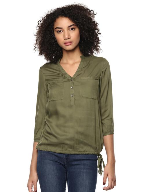 button detail drawstring hem top - 15807488 - Very Small Image - 1