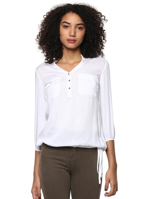button detail drawstring hem top - 15807490 - Very Small Image - 1