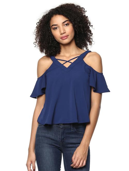 cold shoulder criss-cross detail top - 15807509 - Very Small Image - 1