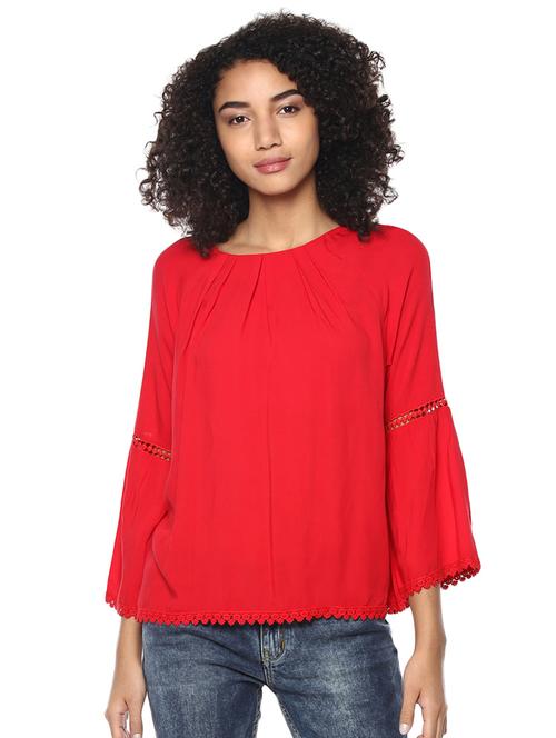 lace detail pleated top - 15807542 - Very Small Image - 1