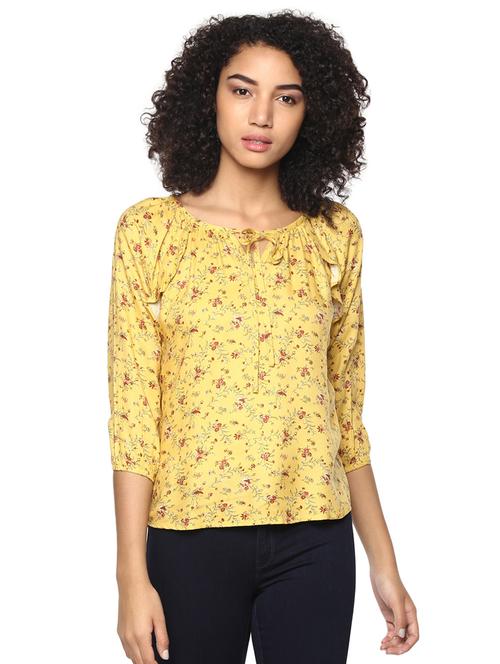 tie-up ruffle trim floral top - 15807552 - Very Small Image - 1