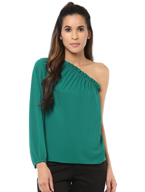 long sleeved single shoulder top - 15807608 - Very Small Image - 1