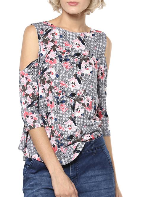 cold shoulder floral top - 15807616 - Very Small Image - 1
