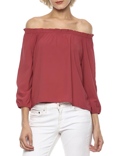 slit sleeved off shoulder top - 15807635 - Very Small Image - 1