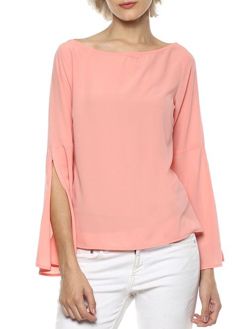 slit sleeved boat neck top - 15807639 - Very Small Image - 1
