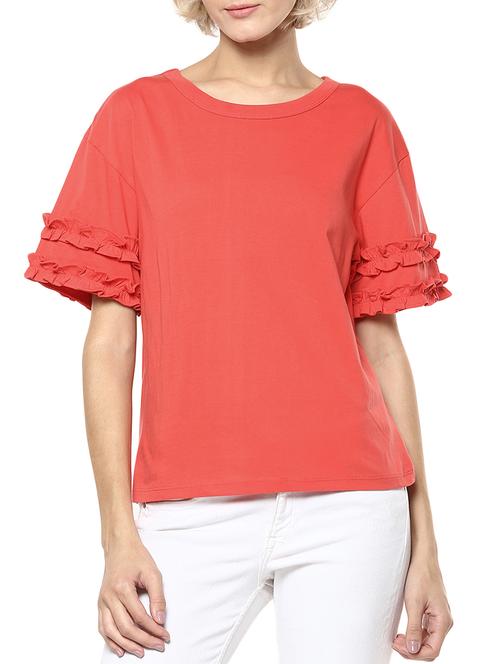 frill detail short sleeved top - 15807656 - Very Small Image - 1