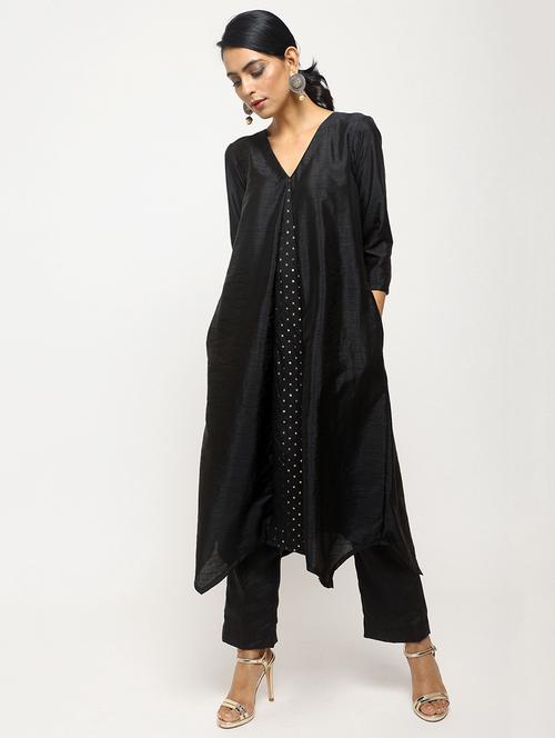 foil printed silk kurta with pant set - 15807843 - Very Small Image - 1