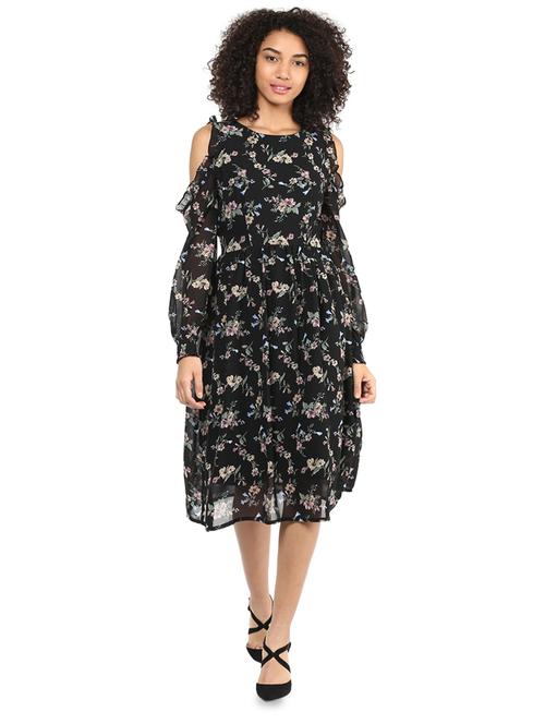 frill detail cold shoulder dress - 15808573 - Very Small Image - 1