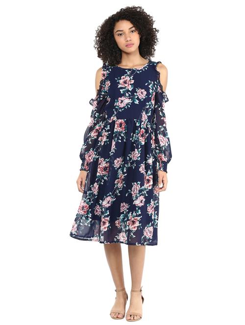 frill detail cold shoulder dress - 15808575 - Very Small Image - 1