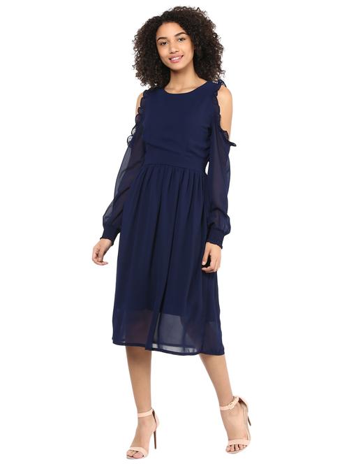 frill detail cold shoulder dress - 15808577 - Very Small Image - 1