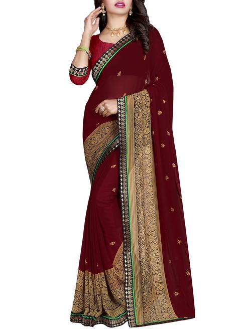 floral motif printed saree with blouse - 15809256 - Very Small Image - 1