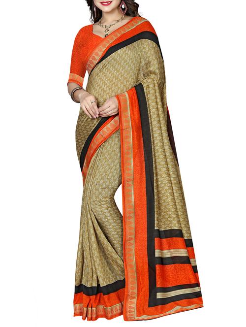 floral motif printed saree with blouse - 15809257 - Very Small Image - 1