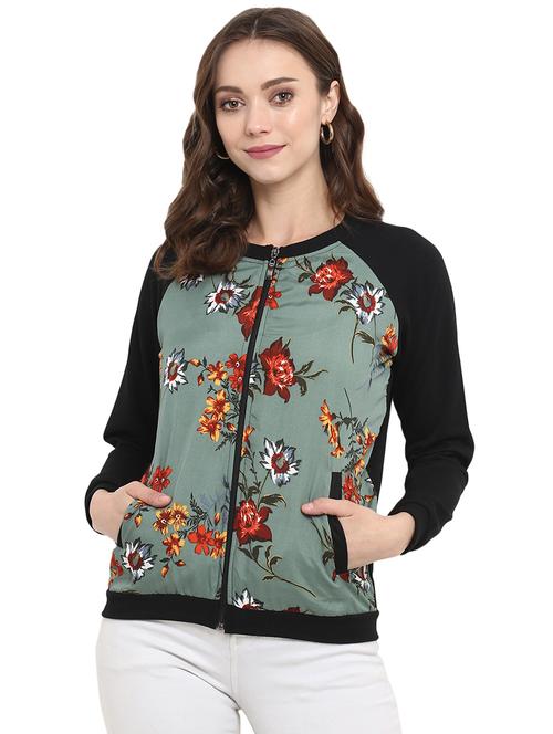 floral sage bomber jacket - 15809475 - Very Small Image - 1