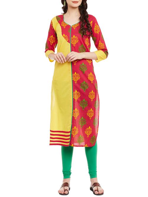 half & half printed straight kurta - 15809512 - Very Small Image - 1