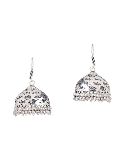 silver metal jhumka earring - 15810102 - Very Small Image - 1