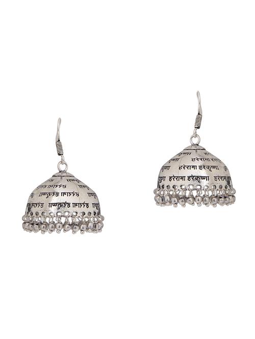 silver metal jhumka earring - 15810105 - Very Small Image - 1