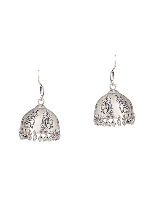 silver metal jhumka earring - 15810106 - Very Small Image - 1