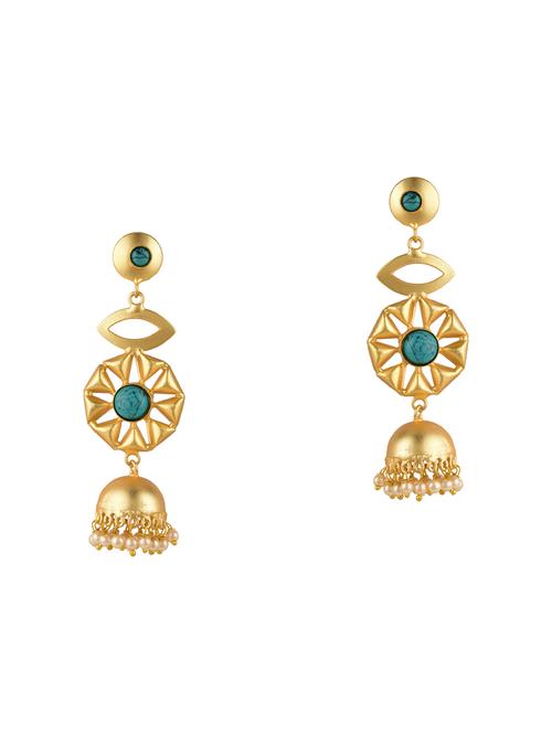 blue metal jhumka earring - 15810128 - Very Small Image - 1