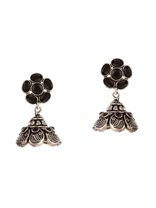 silver metal jhumka earring - 15810149 - Very Small Image - 1