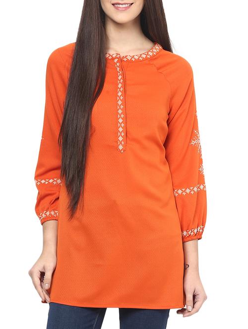 concealed placket embroidered tunic - 15810552 - Very Small Image - 1