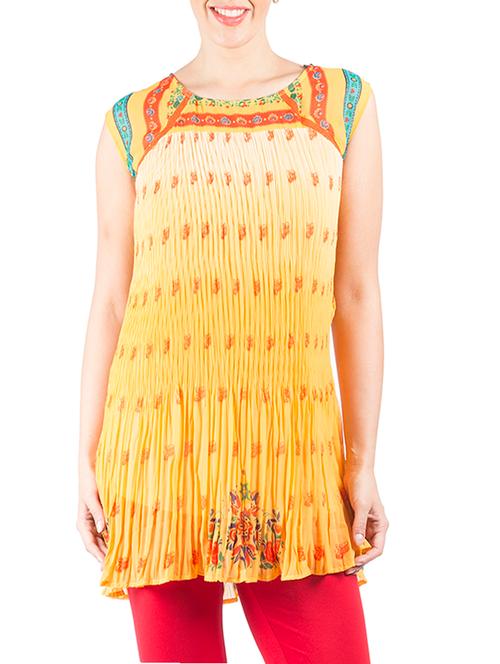 yellow aline kurti - 15810570 - Very Small Image - 1